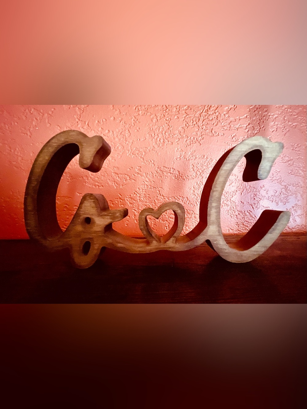 Wooden Heart Accent Decor - Natural Wood Tone